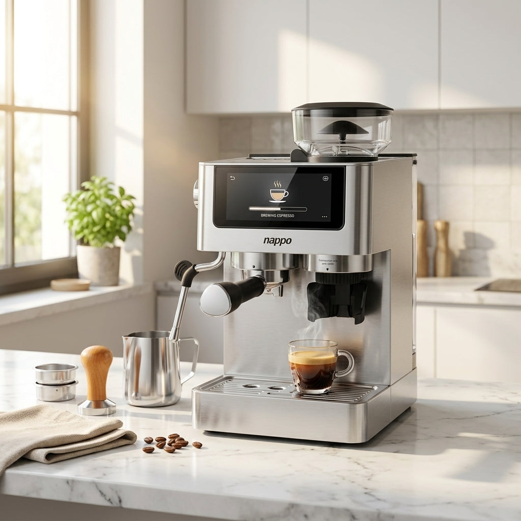 Cafetera profesional 6 en 1 con vaporizador espumante