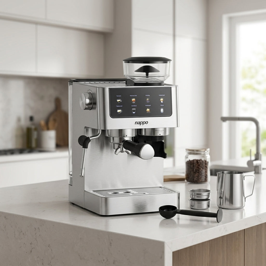 Cafetera profesional 6 en 1 con vaporizador espumante